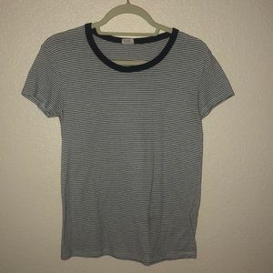 navy and white striped tee